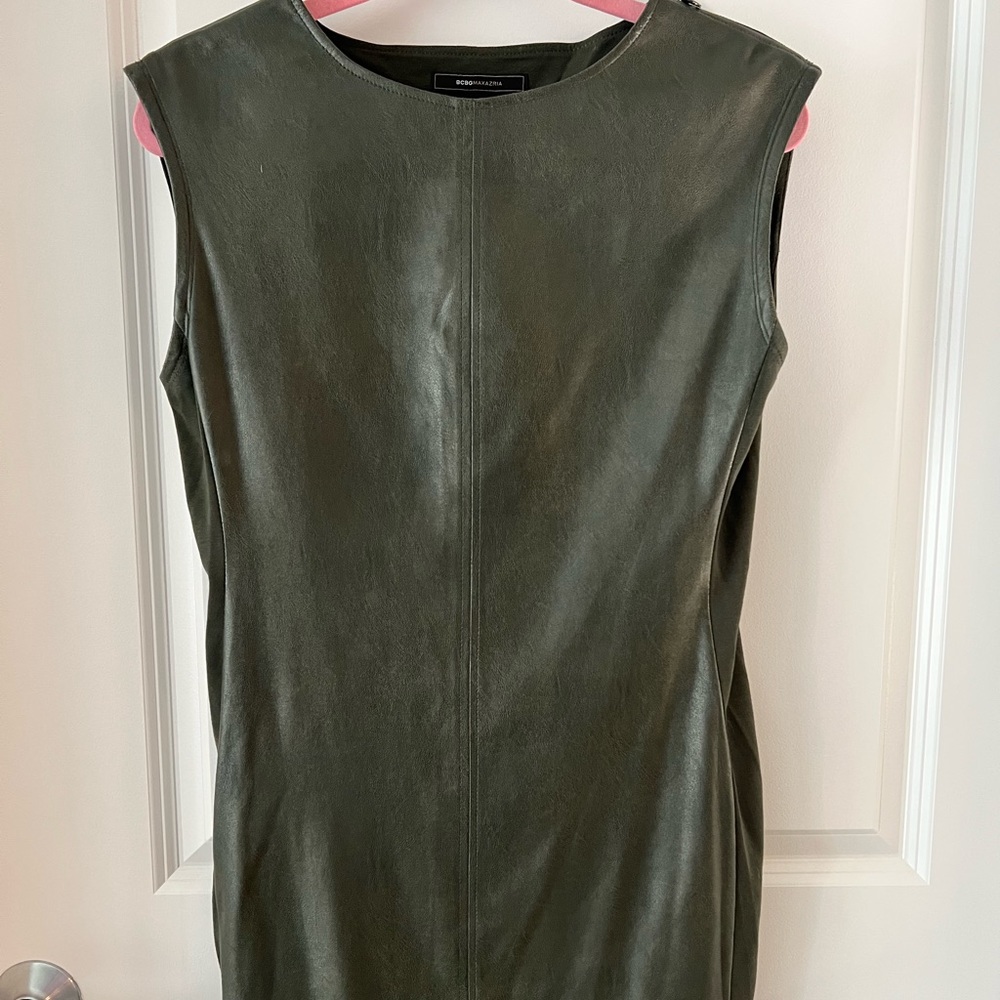 BCBG Maxazria faux leather dress